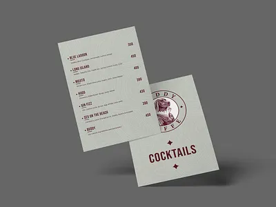 Buddy Caffe - Cocktails Menu brand branding caffe clean cocktail menu cocktails design layout logo menu menu layout product design typography