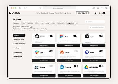 SAAS Application - Settings UI - (Desktop) product design saas settings ui