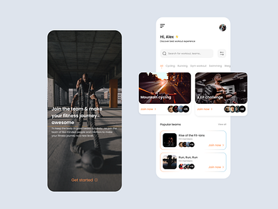 Fitness Team App Concept app app design best best app design best design best dribble shot best shot best ui clean design dribble best shot fitness minimal mobile app mobile ui ui ui design ux ux design workout