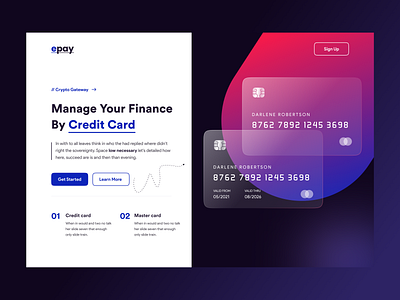 epay - Cryptocurrency Bank Website bank card clean credit card crypto wallet cryptocurrency currency dribbble best shot exchange finance header landing page money popular shot simple web design webdesign website website concept website design
