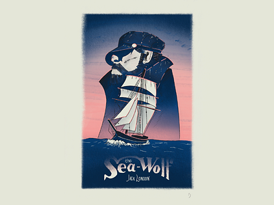 the Sea-Wolf art blue boat book color drawing gradient graphic illus illustration jacklondon novel ocean poster sail sailing sailor sea ship wild