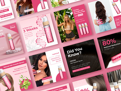 COCOSOLIS GROW Ads Design ad design ads cosmetics cosmetics brand facebook feed feminine fresh graphic design instagram feed natural pink posts social social media social media ads social media content social media posts vibrant young