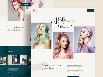 ✂️ Bad Apple Hair - Home barber beige booking clean cut fashion green hair hairdresser home home design homepage light salon stylish ui web web design website