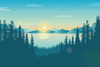 Landscape illustration cartoon design illustration landscape ui vector