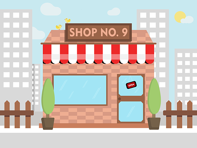 Shop No. 9 2dart 2ddesignart design flat graphic design illustration motion graphics scene shop vector