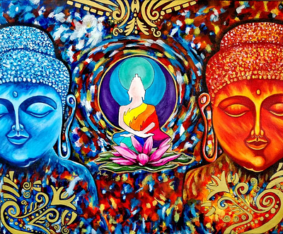 Spiritual awakening (acrylic painting) art artist awakening buddha buddhismo color drawing explosion health karma painting peace pray realism spiritual