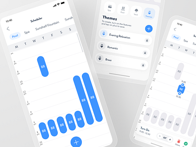 Smart Pool App - Schedule Flow app automation control home house interview iot mobile pool product design remote save schedule smart smarthome spa thermostat