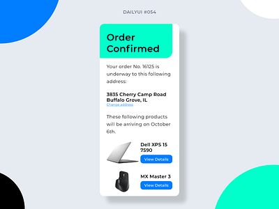 Confirmation 054 app confirmation dailyui dailyui054 design e commerce ecommerce graphic design mobile mobile design order confirmation ui