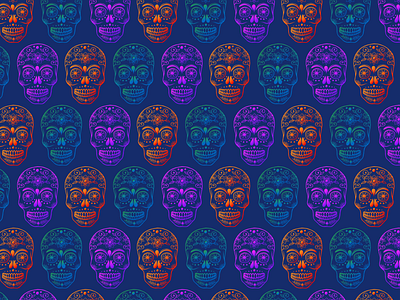 Sugar Skulls Pattern adobe fresco botanical design digital illustration floral pattern halloween illustration mexican art october design seamless pattern design sugar skull illustration surface design vector art