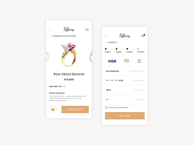 Diamond Collection Rings UI - iOS app colors design experience ios ui ux