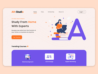 Online Learning clean colors design design inspiration dribble shot e learning interface landing page minimal online education online learning ui ui design ux web web design web platform