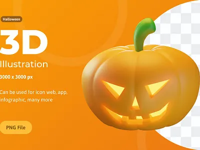 Halloween Pumpkin 3D Illustration 3d 3d animation 3d art 3d illustration animation app branding concept design graphic design halloween halloween psd horror illustration logo motion graphics page pumpkin scary ui
