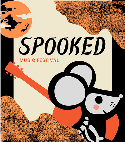 Spooked autumn black blacks cream creme fall halloween horror moon music orange oranges poster spooky