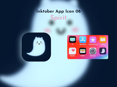 Inktober App Icon 06 - Spirit 06 adobe xd app app logo cat challenge cute design draw ears graphic design halloween illustration inktober ipad logo procreate spirit ui ux