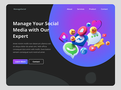 Social Media Marketing Website advertising branding clean color colorful contact dark darkmode expert facebook instagram media messenger shot social socialmedia twitter ui ui design watsapp