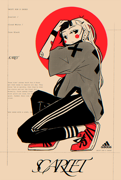 Adidas abstract anime design illustration ipad pro poster texture