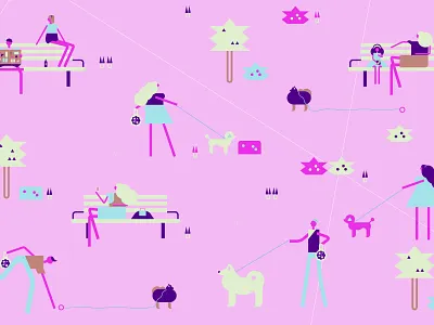 People at park character design illustration park