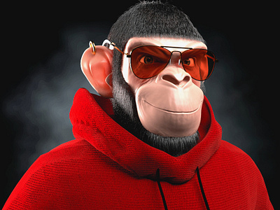 Ape in red 3d animation branding graphic design logo motion graphics ui