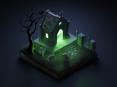 Crypt 3d blender blender3d crypt halloween isometric isometric art isometric illustration