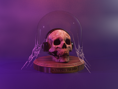 Waiting to join 3d blender case design fun glass graphic design halloween headset meeting mute purple render scary skull spooky zoom