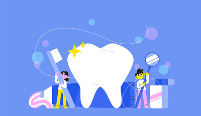 Dental care characterdesign dental care dental floos illustration teeth tooth toothbrush toothpaste