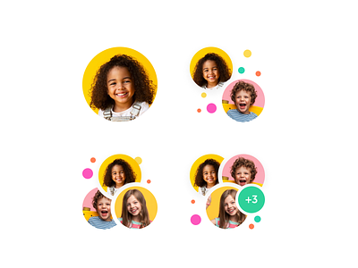Kinzoo - Group Avatars avatar avatar group avatars branding chat colorful group kids messenger playful simple ui ux visual identity