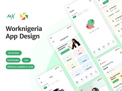 Worknigera App design ( Live ) adobe xd figma freelance app green design job job seeking app nigeria worknigeria