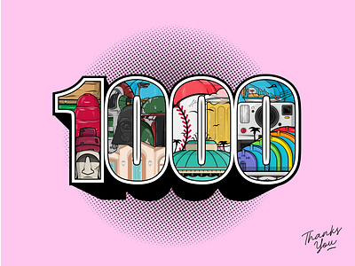 1K THANKS 1k alorda design flatdesign graphic design illustration thanks vector