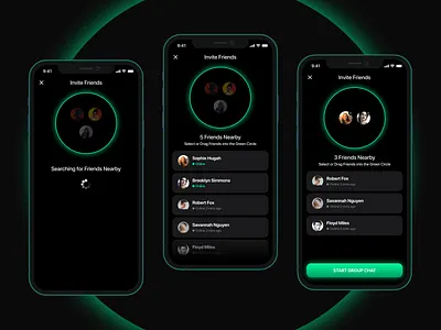 Circle of Friends Feature app app design apps black circle clean community design friends graphic design green product design social social media ui ui design user interface ux ux design white