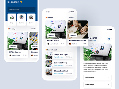 Courses📚 • Online Course UI Kit app app design branding course course design design learn minimal mobile design online course online course app study ui ux