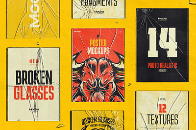 Broken Glasses / Mockups and Textures bull grunge illustration mockup poster textures