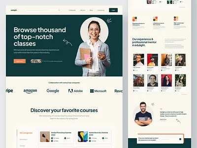 Edulight Online Course Landing Page class clean design e course e learning ecourse education landing page minimalist modern design online course online learning online teacher pastel color simple skill web design
