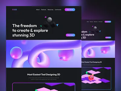 3D Designing Studio Website 🔥 3d agency clean design design tool home page homepage illustration landing landing page modern software software website studio ui ui designer usa ux ux designer website