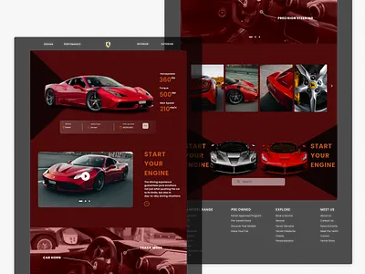 Landing page Super Car awesome interface landing page red simple supercar ui uiux website