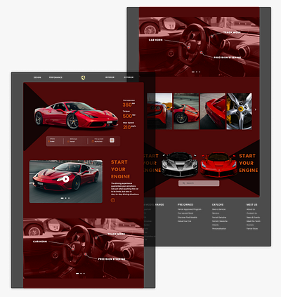 Landing page Super Car awesome interface landing page red simple supercar ui uiux website