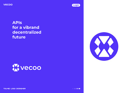 vecoo decentralized logo concept blockchain brand identity branding coin crypto cryptocurrency cycle dao decentralized defi ecommerce fintech link logo nft saas token unused logo visual identity wallet