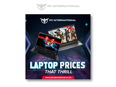 PC International Banner Design banner banner bazaar bannerbazaar concept creative creative banner design google ad banner illustration laptop logo social media banner
