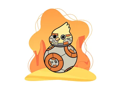 Cockatiel x star wars cartoon charackter cute design illustration kawai kid mascot vector