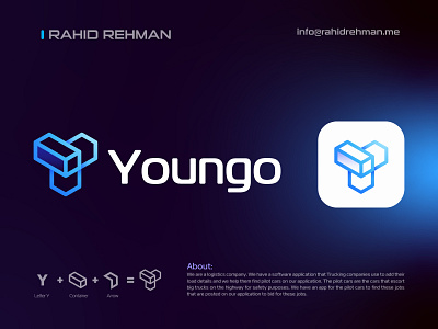 Youngo - Y Logistic Logo - Y Arrow Logo . a b c d e f g h i j k l m n container logo creative logo design e commerce icon logistic logo logistics company logo logotype modern logo monogram moving logo o p q r s t u v w x y z retailer shipment symbol tech logo y arrow logo y container logo