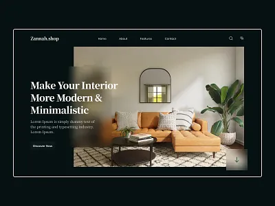 Zannahshop - Furniture Landing Page Web Header 3d dark website design animation brand identity branding ecommerce store fashion website furniture dark website graphic design header interior homepage design landing page mobile app online shopping online store product design product page property interior shopify uiux web design