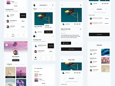 NFT Marketplace app art clean crypto ios mobile nft nft marketplace simple ui