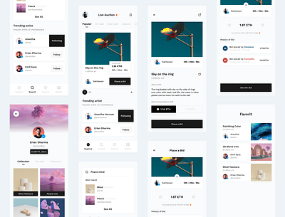 NFT Marketplace app art clean crypto ios mobile nft nft marketplace simple ui