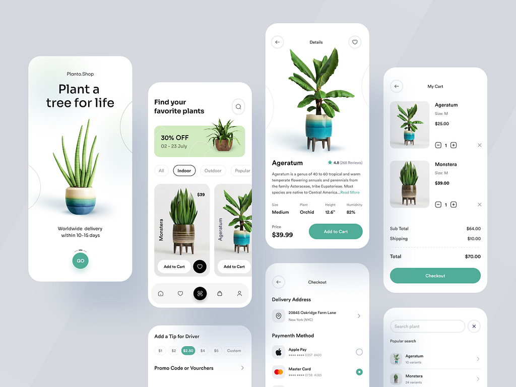 Plant Shop App (Full) by Rakib Kowshar for Orizon UI/UX Design Agency