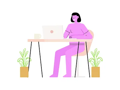Work From Home character coding design freelancing furniture graphic illustration laptop mobile office shopping table ui vector work work from home working