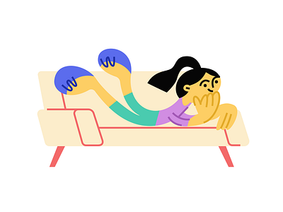 Rest balance character color design girl girl character illustration rest sketch sofa vector work life