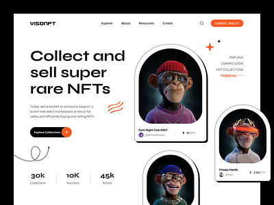 NFT Marketplace Website blockchain branding crypto crypto ui illustration landing page minimal mint and burn nft nft marketplace nft mint page nft ui nft web nft website nishar web design web3 website website design