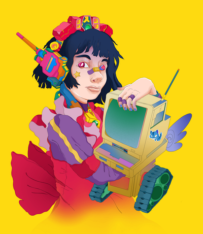 CyberSazabiGirl cyberpunk digital illustration gundam magicalgirl photoshop