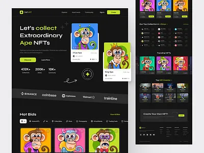 NFT Marketplace Website bitcoin blockchain crypto digital art ethereum metaverse nft nft marketplace nft mint page nft ui nft web nft website opensea web design web3 website design