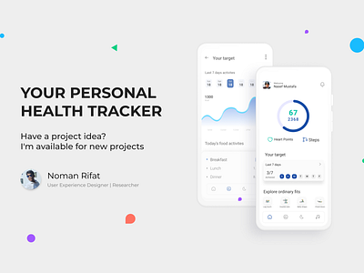 Personal Health Tracker - Mobile App UI Design fitness app mobileappdesign ui ui health tracker ui ui mobile ui ux uidesign uiux web webdesign