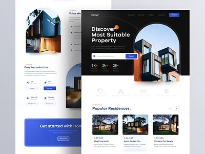 Homyz - Property Landing Page Website apartement architecture building home home page house landing page properties property real estate real estate agency real estate website realestate residence ui ux web web design website website design